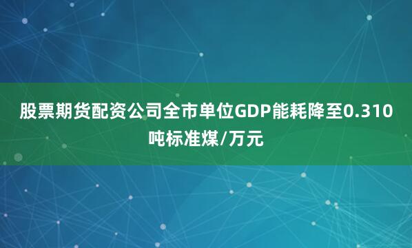 股票期货配资公司全市单位GDP能耗降至0.310吨标准煤/万元